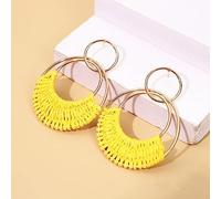 EVANEM Ohrringe Boho Style, Boho-Mode-Ohrstecker Auffällige Böhmische Zopf-Ohrringe Doppelte Form Vintage-Sommer-Strand-Ohrringe Für Frauen Schwester Liebhaber Party-Schmuck 1 Stück Gelb