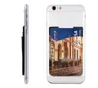 EVANEM Poland's Center Street Printed Phone Card Holder Secure Credit Card Holder ID Card Pouch Case Leather Phone Wallet Card Holder For All Smartphones, White, One Size, weiß, Einheitsgröße