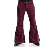 EVEDESIGN Herren Cordhose im Vintage-Stil mit Glockenunterteil 70er Jahre Disco dehnbar ausgestellte Hose passend für 60er-/70er-Jahre-Outfits für Herren Herren-Jeans mit Glockenunterteil Weinrot1