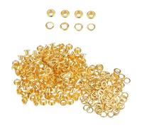 Event Decor Shop 4 mm Ösen mit Unterlegscheiben - langlebige Eisen-Ösen für Lederwaren, Kleidung, Bänder, Schnürung, Scrapbooking und DIY-Kunst- und Bastelprojekte, Gold, 500 Stück