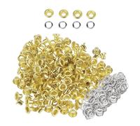 Event Decor Shop 6,5 mm Ösen mit Unterlegscheiben - langlebige Eisen-Ösen für Lederwaren, Kleidung, Bänder, Schnürung, Scrapbooking und DIY-Kunst- und Bastelprojekte, Gold, 50 Stück
