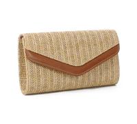EVEOUT Stroh Clutch Damen mit Schulterkette Sommer Raffia Umhängetasche Elegante Boho Gewebte Envelope Handtasche für Party Hochzeit Strand