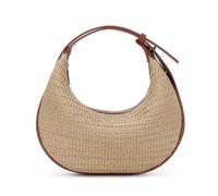 EVEOUT Stroh Umhängetasche Damen Sommer Boho Chic Geflochtene Handtasche mit Verstellbarem Gurt Raffia Gewebte Halbmond Hobo Schultertasche für Strand Urlaub