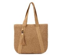 EVEOUT Stroh Umhängetaschen für Damen Sommer Mode gewebte groß Schultertaschen Lässige Strandtasche Shopper