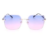 Ever Bloom Damen Rechteckige Sonnenbrille Sommerbrillen mit Metall Gestell, Sonnenbrillen mit getönten Gläsern, schmal, Sonnenbrille:Rosa Blau