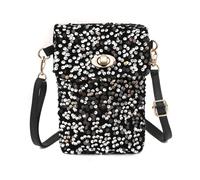Ever Bloom kleine Damen Umhängetasche Party Handtasche mit Glitzer, Party Tasche Farbe:Schwarz Silber