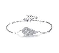 EVER FAITH® 925 Sterling Silber CZ Engel Flügel Feder Adjustable Chain Armband Armkette N06633-1