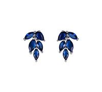 EVER FAITH Blatt Ohrstecker Zirkonia Süß Winzig Climber Ohrringe Ear Ohrklemme für Damen Mädchen Teen Blau Silber-Ton