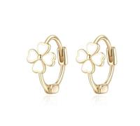 EVER FAITH Blume Ohrringe 925 Sterling Silber für Damen Mädchen Hypoallergen Mini Kleine Creolen Huggie Schmuck Weiße Vergoldet