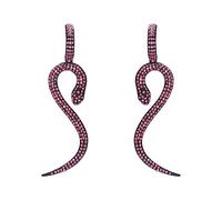 EVER FAITH Damen Ohrringe Kristall Party Charm Schlangen Snake Mode Tier Ohrhänger Rosa Schwarz-Ton