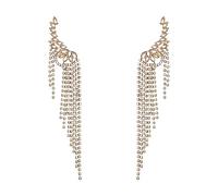 EVER FAITH Engel Flügel Ear Climber mit Lange Quaste Ohrstecker funkelnde Strass Kristall Ohr Crawler Ohrringe Kronleuchter Klar Gold-Ton