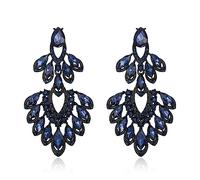 EVER FAITH Hochzeit Party Strass Tropfen Ohrringe, funkelnde Kristall Vintage Art Deco Kostüm Statement Ohrringe für Damen Marineblau