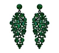 EVER FAITH Kristall Ohrringe für Hochzeits Braut, funkelnde Strass Tropfen Kronleuchter für Damen und Mädchen Grün Schwarz-Tone