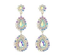 EVER FAITH Kristall Ohrringe funkelnde Strass Tropfen lange Ohrhänger Modeschmuck für Damen Irisierend klar AB vergoldet