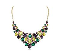 EVER FAITH Mardi Gras Halskette funkelnde Strass Kristall in Tropfen klobige Halskette für Damen Fest Party