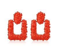 EVER FAITH Quadratische Geometrische Ohrringe Mode Metall Statement Tropfen große Ohrstecker für Damen Mädchen Weiß