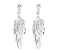 EVER FAITH Silber Feder Ohrringe für Damen Boho Bohemian Stil hängende Ohrstecker für Damen