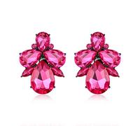 EVER FAITH Strass Kristall Art Deco Ohrstecker Bankett Prom funkelnde Tropfen Marquise Ohrringe für Damen Fuchsia Schwarz-Ton