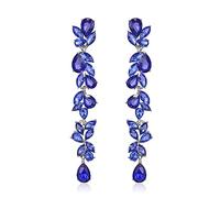 EVER FAITH Strass Kristall Kronleuchter baumeln Ohrringe Art Deco Marquise Teardrop lange Tropfen Ohrhänger für Damen Braut Hochzeit Prom Königsblau Silber-Ton