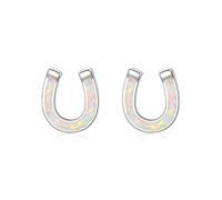 EVER FAITH Weiß Opal Hufeisen Ohrstecker 925 Sterling Silber Ohrringe für Damen Mädchen Teens Täglich Outfit