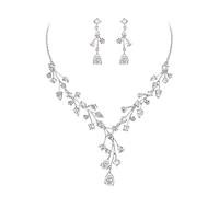 EVER FAITH Zirkonia Schmuckset für die Braut elegantes Tropfen-Zirkonia Halskette und Ohrringe Set Klar Rosegold-Ton