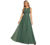 Ever-Pretty Abendkleid Lang Elegant für Hochzeitsgäste Ärmelloses Ballkleid mit Halterneck Eukalyptus Grün 42