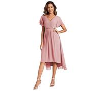 Ever-Pretty Abendkleider Damen Elegant für Hochzeit Knielang A-Line Cocktailkleid High Low Festliche Kleider Staubige Rose 44