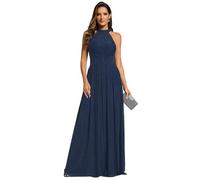 Ever-Pretty Abendkleider Elegant für Hochzeit Ärmellos Kleid Elegant Damen Festlich Lang Ballkleid Maxi Hell A Line Navy Blau 40