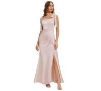 Ever-Pretty Abendkleider Lang Satin Brautjungfernkleider mit Schlitz Elegantes Ballkleid für Hochzeit Rosa 38