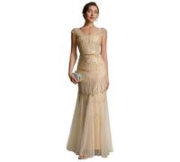 Ever-Pretty Ballkleid Damen Lang Elegantes Abendkleid mit Pailletten Fischrock Gold 36