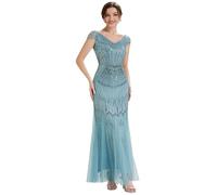 Ever-Pretty Ballkleid Damen Lang Elegantes Abendkleid mit Pailletten Fischrock Himmelblau 44