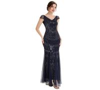 Ever-Pretty Ballkleid Damen Lang Elegantes Abendkleid mit Pailletten Fischrock Navy Blau 46