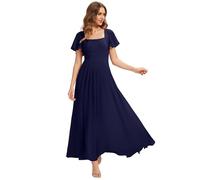Ever-Pretty Brautjungfernkleider Lang Elegant Chiffon Große Größen | abendkleid,schlankmachende festliche kleider,eckiger ausschnitt, gesmokter rücken,ES02703