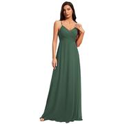 Ever-Pretty Damen Elegante Brautjungfernkleider Chiffon Ärmellos Langer Halter Abendkleider Ballkleider V-Ausschnitt Eukalyptus Grün 42