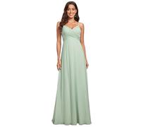 Ever-Pretty Damen Elegante Brautjungfernkleider Chiffon Ärmellos Langer Halter Abendkleider Ballkleider V-Ausschnitt Minzgrün 36
