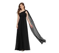 Ever-Pretty Damen Lange One Shoulder Chiffon Abendkleider Festkleider Größe 36 Schwarz