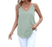 Evera B Damen-Tanktop mit V-Ausschnitt, Spaghettiträgern, elegant, lässig, ärmellos, lockeres Cami-Tankshirt, Minze, X-Groß