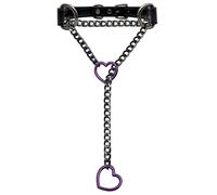 EverGlimp Schwarzes Leder-Choker-Halsband für Damen, handgefertigte Herz-Gliederkette-Choker lange Halskette mit verstellbarer Schnalle, 18''chain, Kunstleder