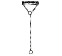 EverGlimp Verstellbare Leder Slip Chain Halsband Halskette für Frauen Handmade Punk Choker mit Doppel O-Ringen Metall Kette Y-Halskette für Streetwear Cosplay & besondere Anlässe, 24'', Kunstleder