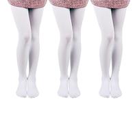 EVERSWE 3-Pack Girls Microfiber Tights Multiple Colors (white, 8-10)