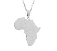 Everyiod Afrika-Anhänger-Karte-Halsketten, Nigeria-Charm-Halskette, Pullover-Kette, Halsband-Schmuck, Geburtstagsgeschenk Für Frauen, Männer, Mädchen, Jungen, Accessoires, Weiß, Lang: 50 cm