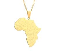Everyiod Afrika-Anhänger-Karten-Halsketten, Nigeria-Charm-Halskette, Pullover-Kette, Halsband-Schmuck, Geburtstagsgeschenk Für Frauen, Männer, Mädchen, Jungen, Accessoires, Gelb, Lang: 50 cm