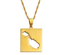 Everyiod Anhänger Und Halsketten Mit Malta-Karte, Vintage-Umriss, Trendiges Patriotisches Unisex-Zubehör, Geometrisches Hiphop-Geschenk Für Hochzeitsfeiern, Gelb, 60 Cm