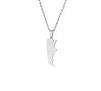 Everyiod Argentinien-Anhänger-Karten-Halsketten, Charm-Halskette, Pullover-Kette, Halsband-Schmuck, Geburtstagsgeschenk Für Frauen, Männer, Mädchen, Jungen, Accessoires, Weiß, Lang: 50 cm