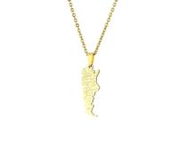 Everyiod Argentinien-Anhänger-Karten-Halsketten, Charm-Halskette, Pullover-Kette, Halsband-Schmuck, Geburtstagsgeschenk Für Frauen, Männer, Mädchen, Jungen, Accessoires, Gelb, Lang: 50 cm