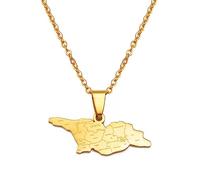 Everyiod Georgia-Karte Mit Städte-Anhänger-Halsketten, Glänzendes Design, Kartenumriss Mit Städtenamen, Verstellbare Pulloverkette, Schlüsselbeinkette, Für Damenmodeartikel Und Geschenk Für Friedensl