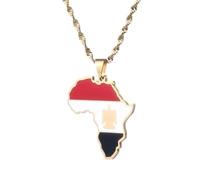 Everyiod Halskette Mit Anhänger Mit Ägyptischer Flagge Und Karte, Ägypten-Halskette, Unisex-Anhänger, Schmuck, Party- Und Kleiderzubehör, Hip-Hop-Pulloverkette Im Ethnischen Stil, Gelb, 50 Cm