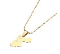 Everyiod Halskette Mit Anhänger Mit Jordanien-Karte Und Umriss, Retro-Mode, Ethnischer Schmuck, Emaille-Charm-Halskette, Hip-Hop-Pulloverkette Für Damen Und Herren, Zubehör, Gelb, 50 Cm