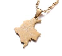 Everyiod Halskette Mit Anhänger Mit Kolumbien-Karte - Modischer, Trendiger Halsketten-Charm-Schmuck Mit Kolumbien-Karte, Pullover-Halskette Im Ethnischen Stil Für Damen/Herren/Mädchen/Jungen/Unis