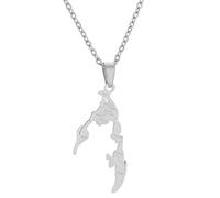 Everyiod Halskette Mit Anhänger Mit Umriss Der Tamil Eelam-Karte, Emaille-Charm-Anhänger Im Retro-Ethno-Stil, Schlüsselbeinkette Für Damen Und Herren, Pullover-Halskette, Schmuck, Gelb, 50 Cm